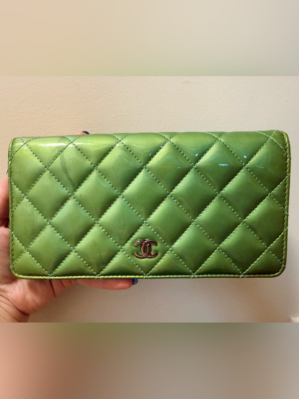 *Authentic* CHANEL - Quilted Patent Leather Continental Wallet